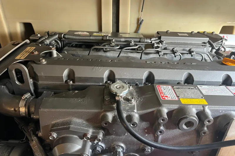  Yacht Photos Pics Engine of 2008 Luhrs 35 Convertible boat, showcasing detailed components and labels.