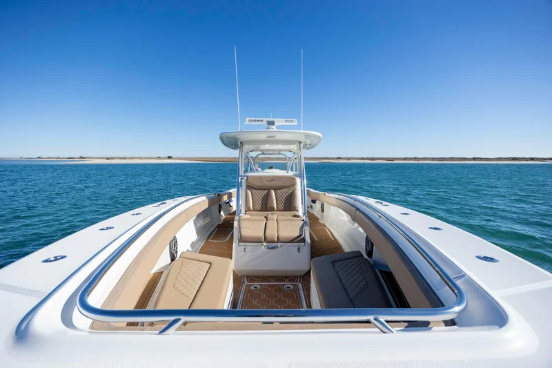  Yacht Photos Pics 2020 Blackwater 41 Tournament boat on open water, featuring spacious seating and sleek design.