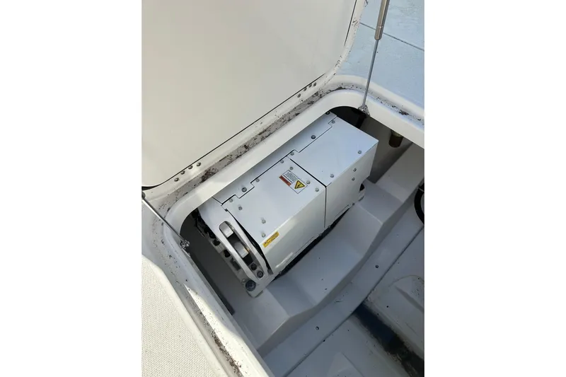  Yacht Photos Pics 2020 Everglades 335 Center Console boat compartment with equipment.