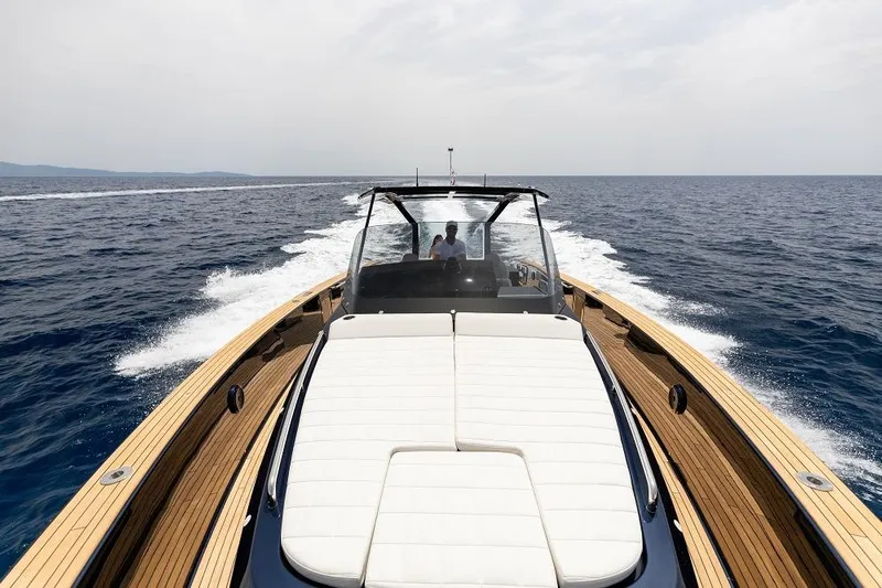 Sirocco Yacht Photos Pics 2021 Pardo Yachts 43 cruising on open sea, showcasing sleek design and luxury.