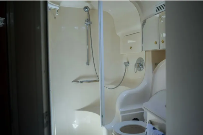  Yacht Photos Pics 2001 Sea Ray Express Cruiser bathroom with shower and toilet.