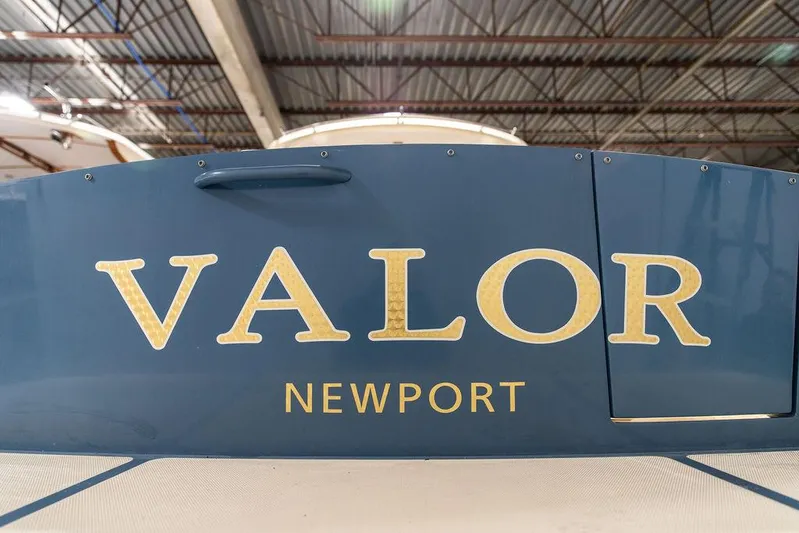 Valor Yacht Photos Pics Hinckley Talaria 34 boat named "Valor" in a warehouse, Newport, 2014 model.