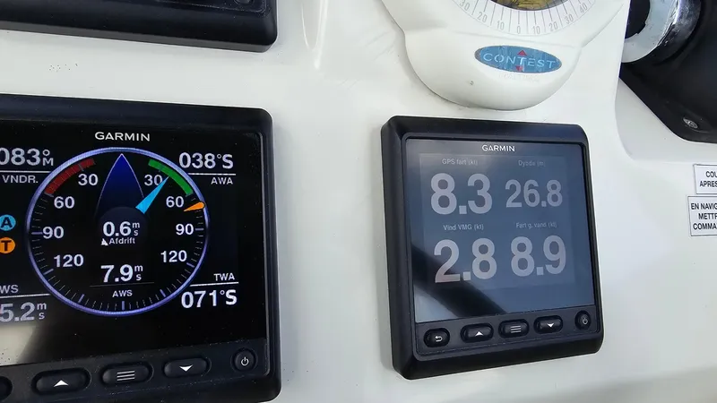 Super Trouper Yacht Photos Pics Garmin navigation displays on a 2019 Fountaine Pajot Saona 47 catamaran.