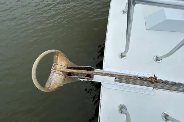 Island Hopper Yacht Photos Pics Anchor of 2001 Crosswater Passagemaker 49 yacht on calm water.