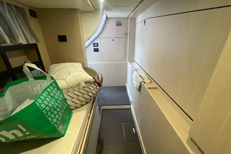 Azimut 66 Magellano Yacht Photos Pics Interior of 2024 Azimut Magellano 66 yacht, featuring modern design and storage space.