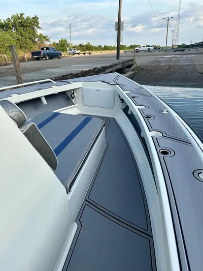  Yacht Photos Pics 2003 Custom Leblanc CC boat interior with sleek seating and modern design.