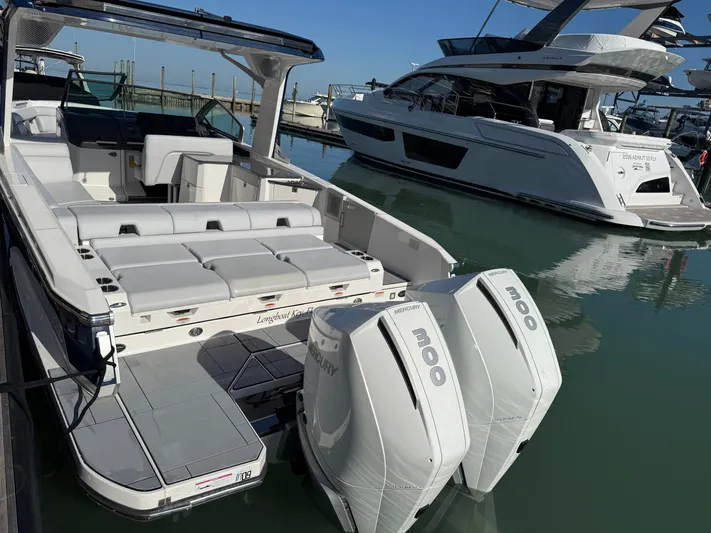 Sea Breeze Yacht Photos Pics Aviara AV32 OB 2022 with Mercury engines at the marina.