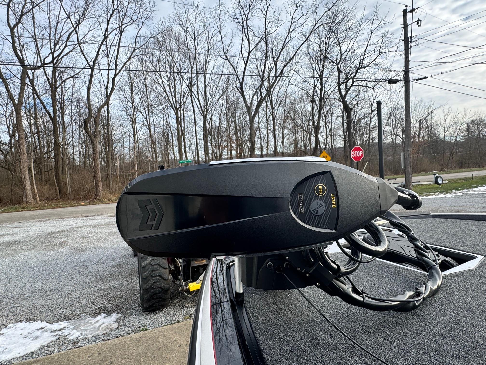 2025 Vexus VXS21 boat motor in a winter landscape setting.