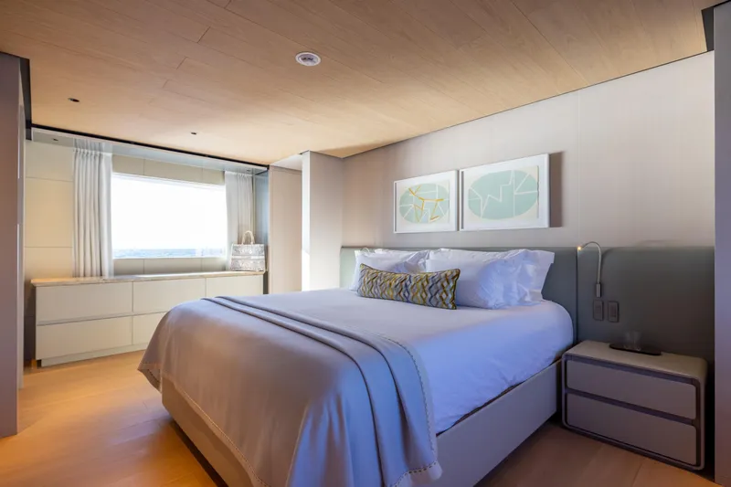 Stellamar Yacht Photos Pics Luxurious bedroom interior on 2023 Cantiere Delle Marche RJ 115 yacht.