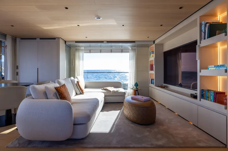 Stellamar Yacht Photos Pics Luxurious interior of 2023 Cantiere Delle Marche RJ 115 yacht with ocean view.