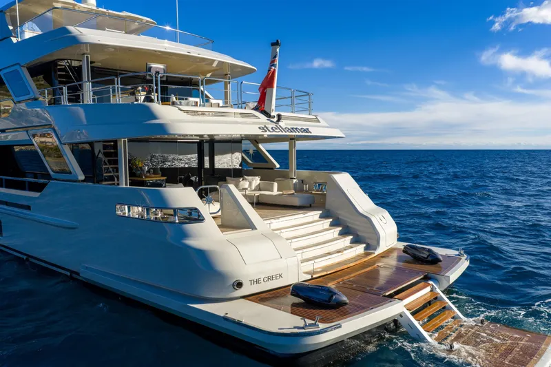 Stellamar Yacht Photos Pics Luxurious 2023 Cantiere Delle Marche RJ 115 yacht cruising on open sea.