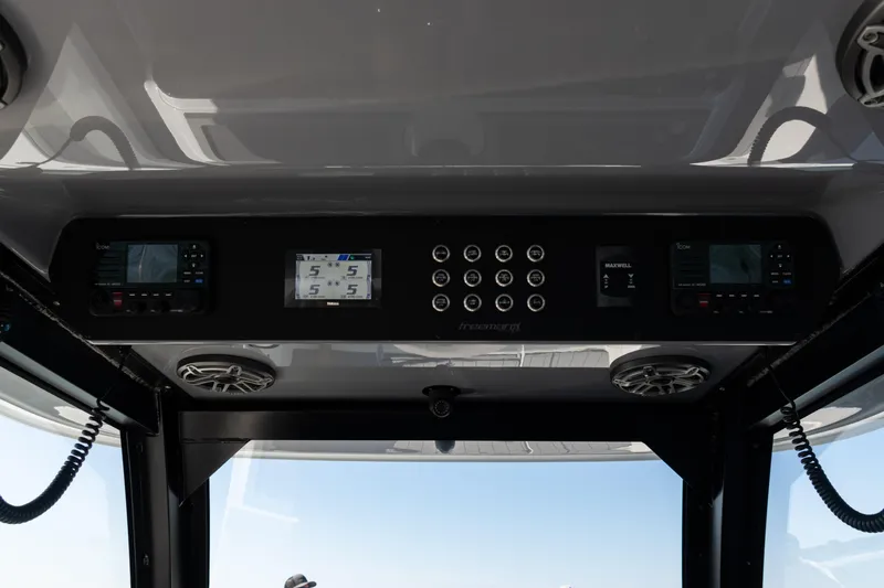 Yacht Photos Pics 2024 Freeman 47 boat dashboard with advanced navigation and control systems.