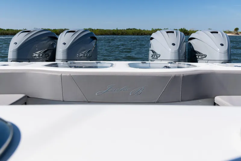  Yacht Photos Pics 2024 Freeman 47 boat with four XTO Offshore engines on water.