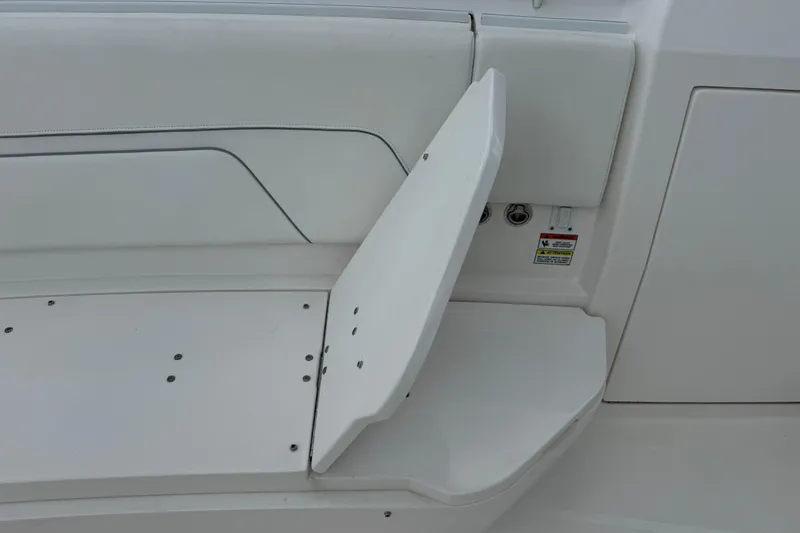  Yacht Photos Pics 2019 Intrepid 345 Nomad FE boat seat with foldable backrest.