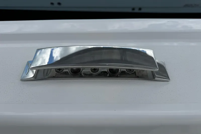  Yacht Photos Pics Stainless steel cleat on 2019 Intrepid 345 Nomad FE boat deck.