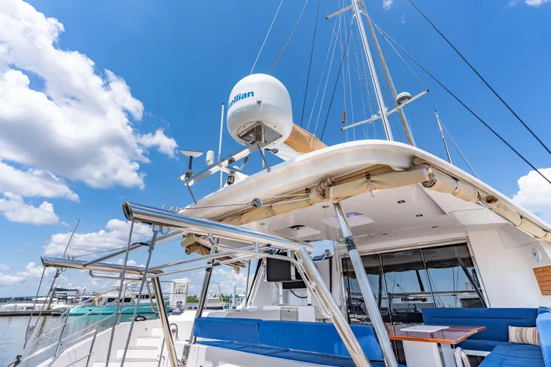La Cura Yacht Photos Pics Luxury Privilege Series 5 yacht, 2015 model, docked under a clear blue sky.