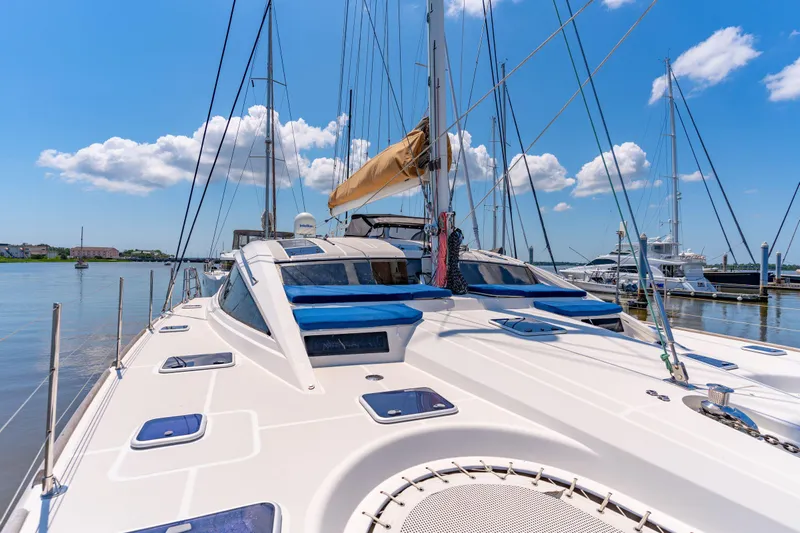 La Cura Yacht Photos Pics Luxury Privilege Series 5 yacht, 2015 model, docked under a clear blue sky.
