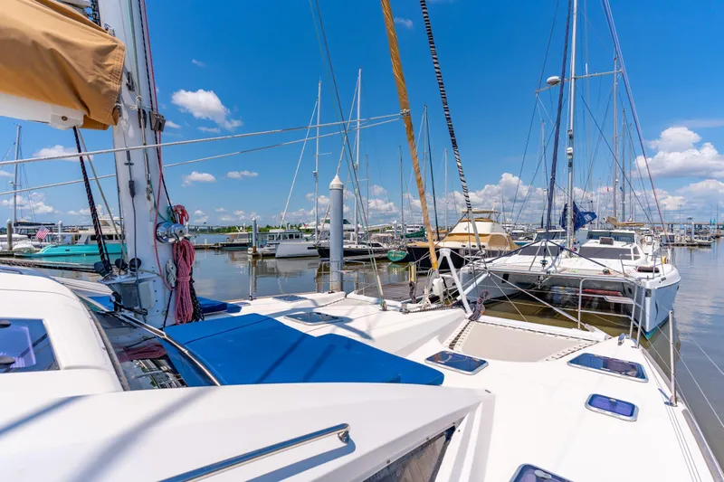 La Cura Yacht Photos Pics Privilege Series 5 yacht docked in a sunny marina, 2015 model.