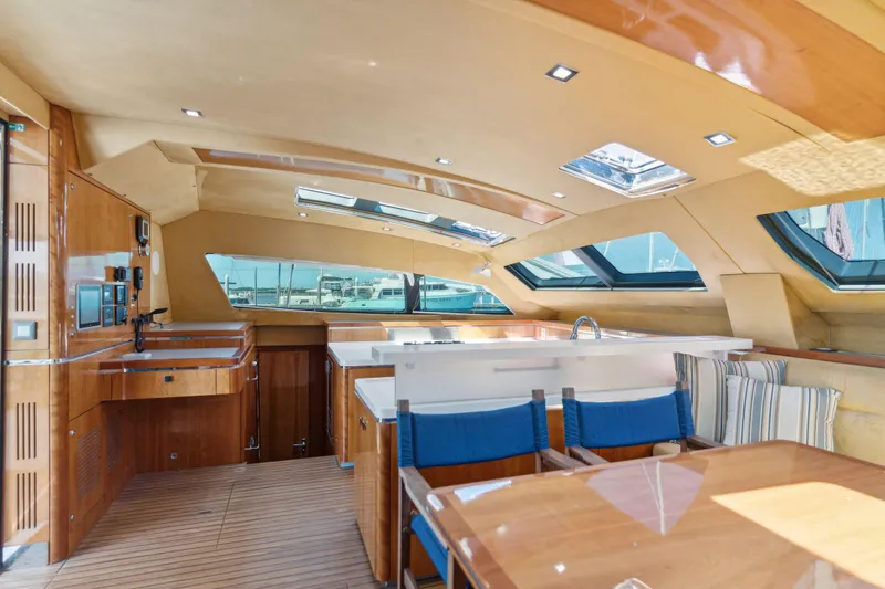 La Cura Yacht Photos Pics Luxurious interior of 2015 Privilege Series 5 yacht with modern design and ample natural light.