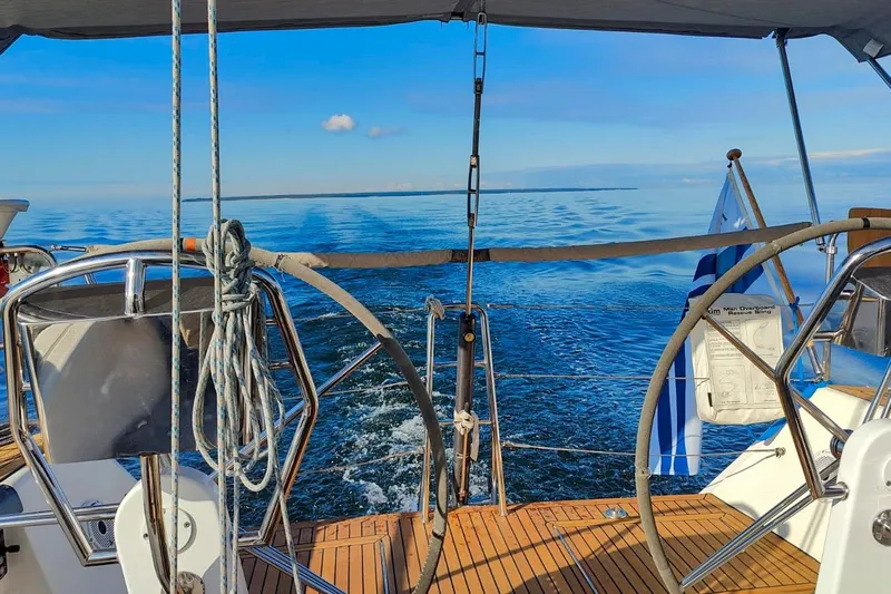  Yacht Photos Pics Sailing on a 2008 X-Yachts X50, calm sea, clear blue sky.