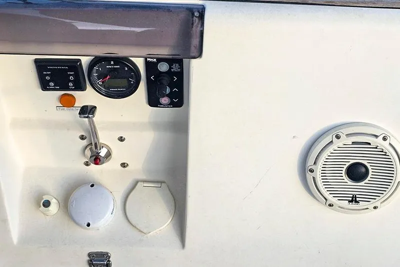  Yacht Photos Pics Control panel of a 2008 X-Yachts X50 sailboat with gauges and speaker.