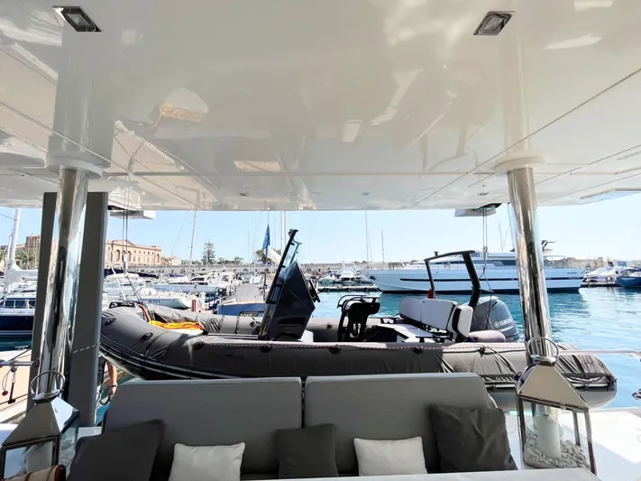 Blue Deer Yacht Photos Pics Luxurious Sunreef 74 yacht interior with marina view, 2015 model.
