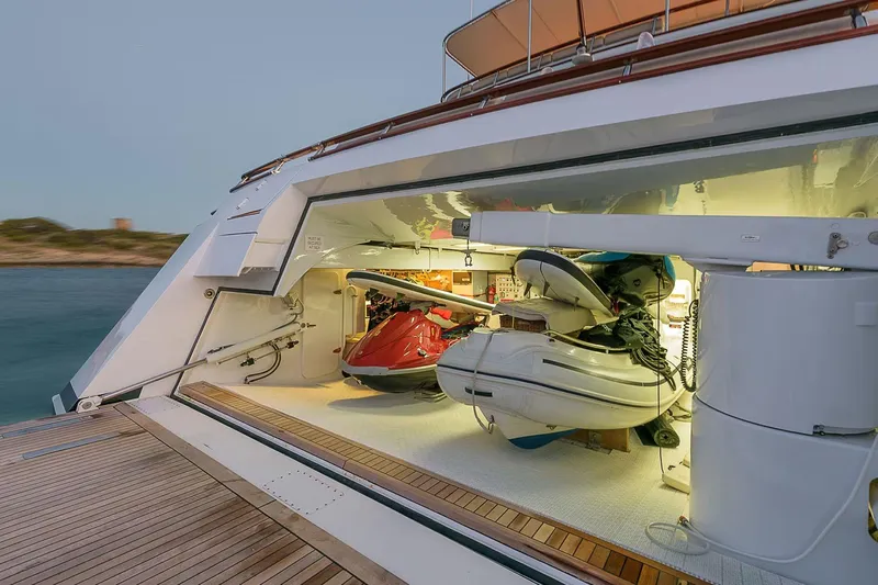  Yacht Photos Pics Luxury yacht Cantieri Navali Nicolini 43, 1995 model, with onboard jet ski and tender.