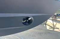 Bow thruster on 1991 Trader 47 yacht, docked for maintenance.