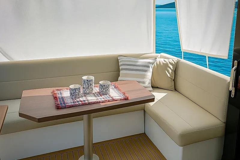  Yacht Photos Pics Luxurious seating area on 2016 Sealine C330 yacht with ocean view.