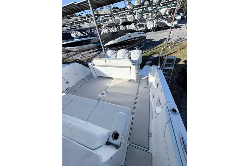  Yacht Photos Pics 2022 Regal 38 SAV boat interior with spacious seating and modern design.