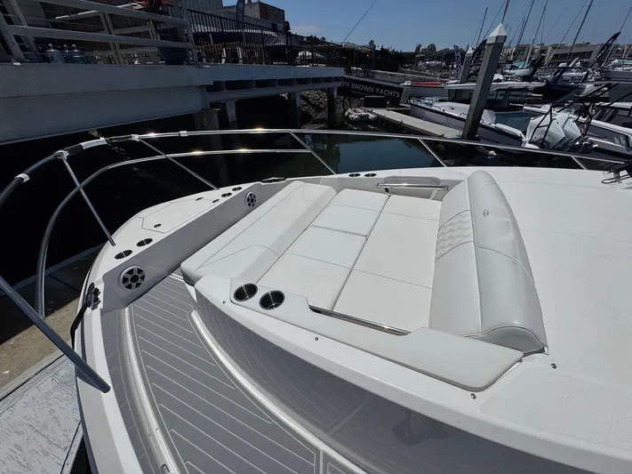 36 Xo Yacht Photos Pics 2026 Regal 36 XO yacht with spacious sun deck at marina.