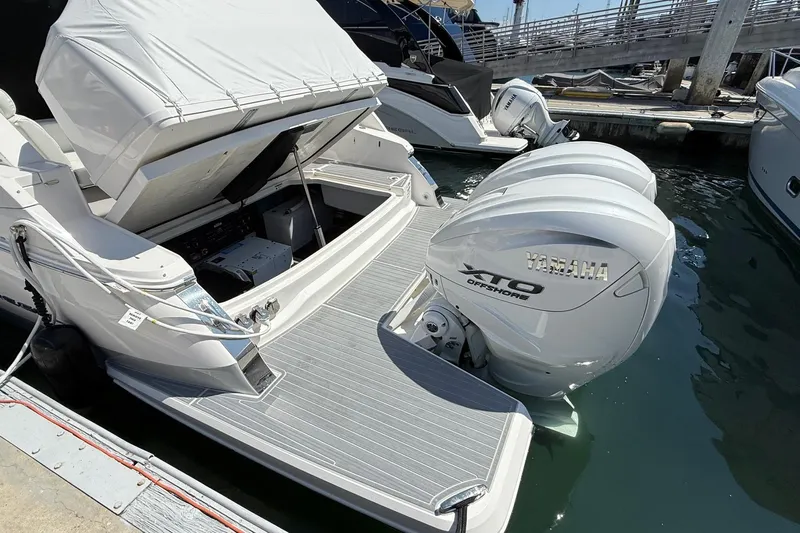 36 Xo Yacht Photos Pics 2026 Regal 36 XO boat with Yamaha XTO Offshore engines docked at marina.