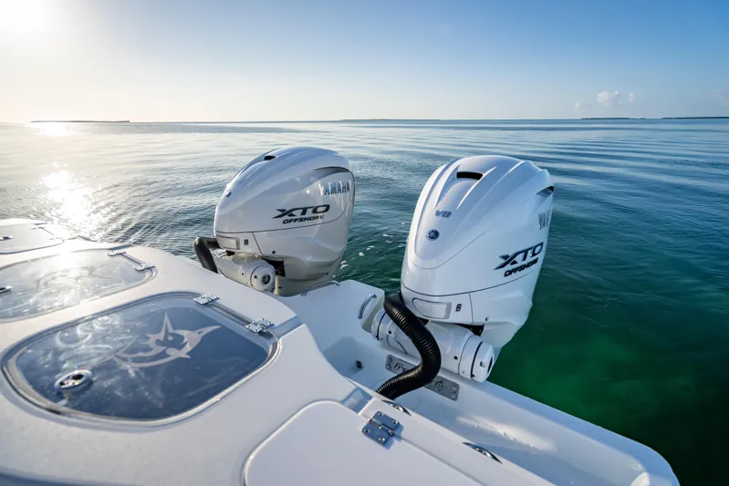  Yacht Photos Pics 2026 Freeman 35 boat with Yamaha XTO Offshore engines on calm ocean waters.