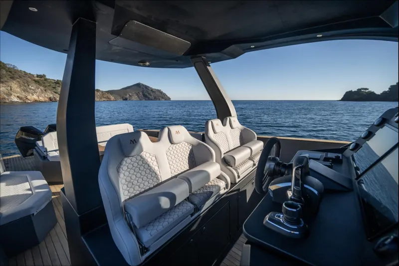 Max44r Yacht Photos Pics Luxurious 2025 Maxim Yachts MAX44R interior with sleek design and ocean view.