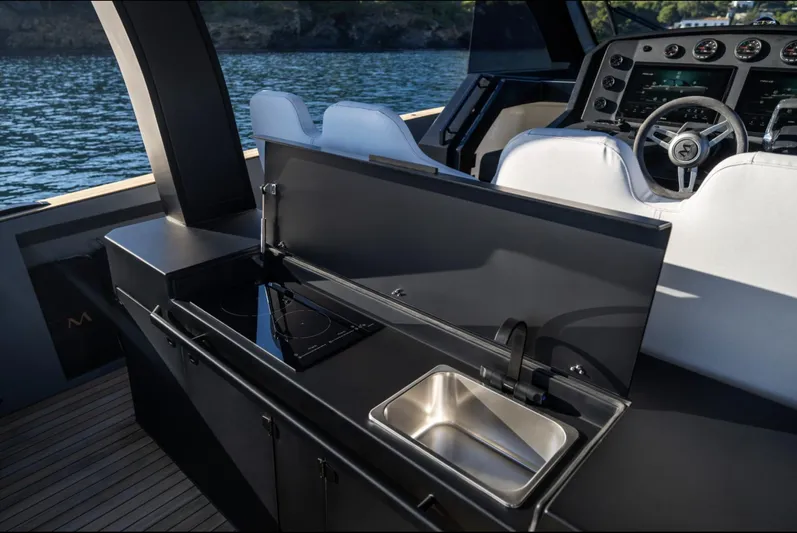 Max44r Yacht Photos Pics Luxury yacht kitchen and helm, Maxim Yachts MAX44R 2025, sleek design, modern amenities.