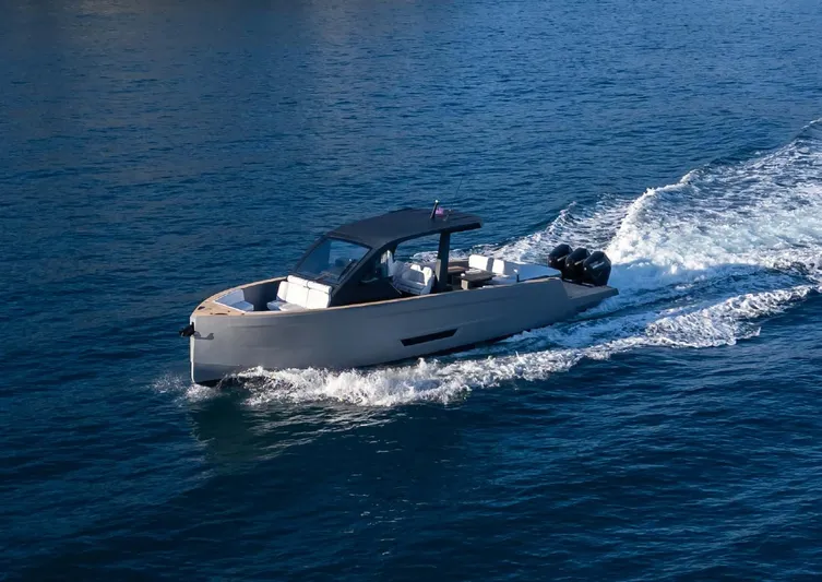 Max44r Yacht Photos Pics 2025 Maxim Yachts MAX44R cruising on open water, showcasing sleek design and powerful engines.