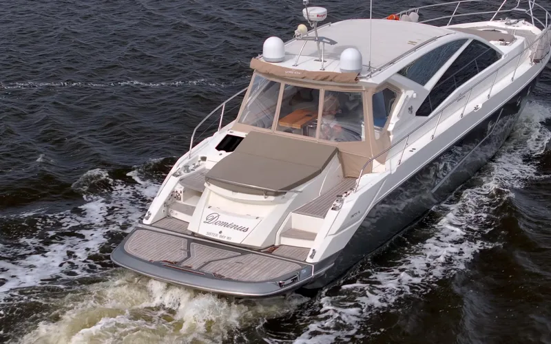 Dominus Yacht Photos Pics Luxury 2012 Cranchi 56 yacht cruising on open water.