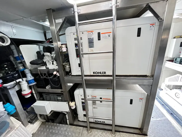 Princess Of The Seas Yacht Photos Pics Engine room of 2017 Jeanneau Prestige 750 yacht with Kohler generators.