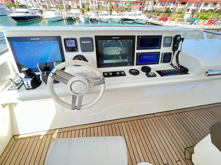Princess Of The Seas Yacht Photos Pics Helm of 2017 Jeanneau Prestige 750 yacht with advanced navigation systems.