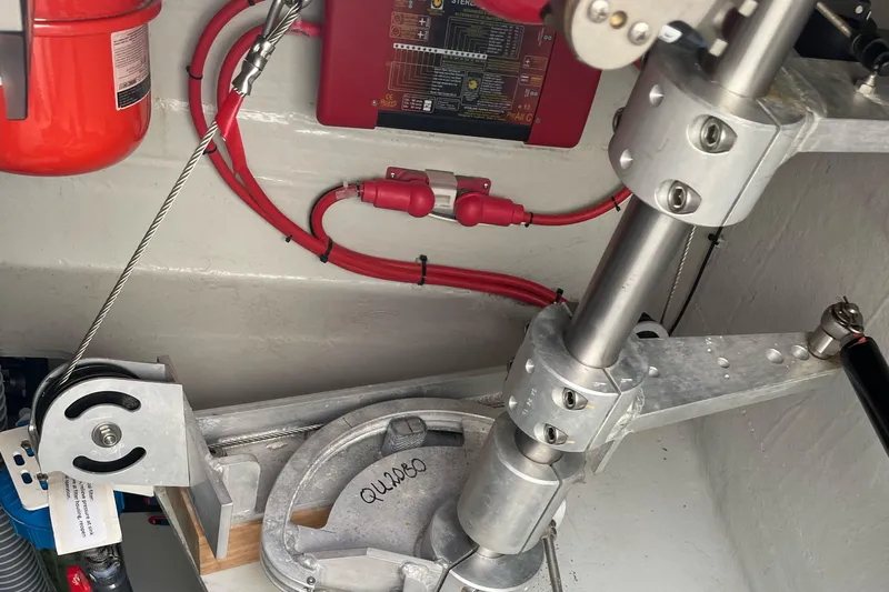 Inconceivable Yacht Photos Pics 2018 Outremer 4X yacht interior showing mechanical components and wiring.