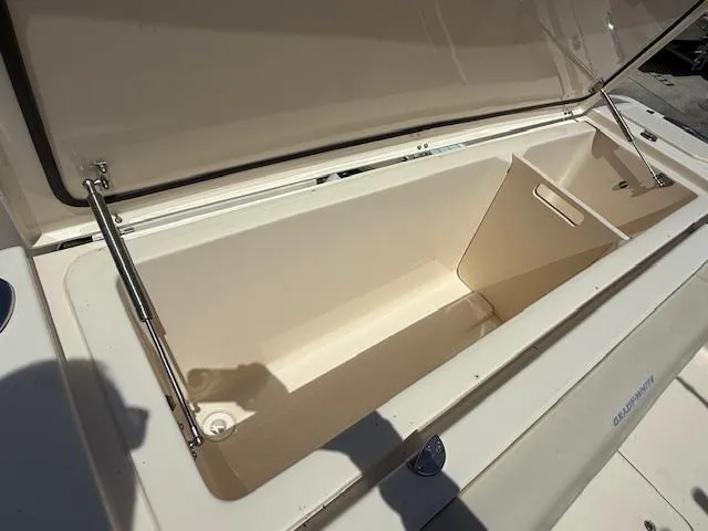 336-311 Brokerage Ron Yacht Photos Pics Open storage compartment on 2018 Grady-White Canyon 336 boat.