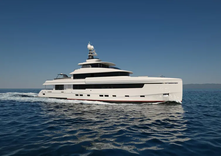 Magnolia Yacht Photos Pics Luxurious 2026 Magnolia Yachts vessel cruising on open sea under clear blue sky.