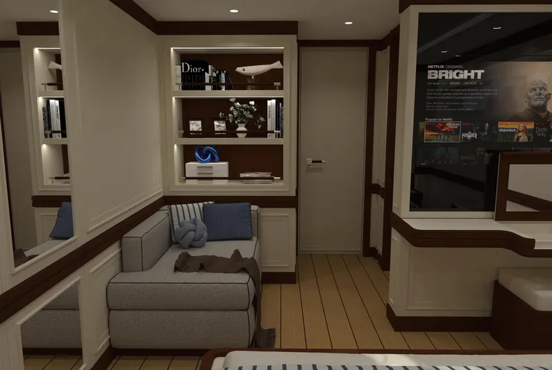 Magnolia Yacht Photos Pics Luxurious 2026 Magnolia Yachts interior with elegant decor and cozy seating area.