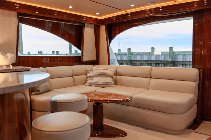  Yacht Photos Pics Luxurious interior of Viking 52 Convertible yacht, 2019 model.