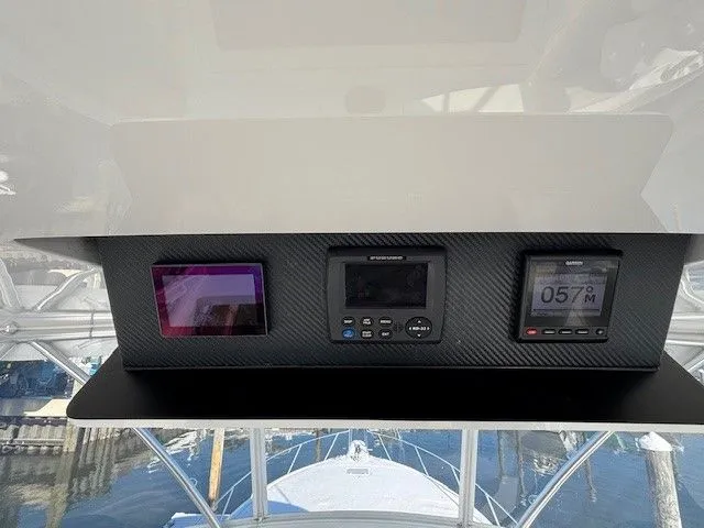 Yacht Photos Pics Dashboard of a 2019 Viking 52 Convertible boat.