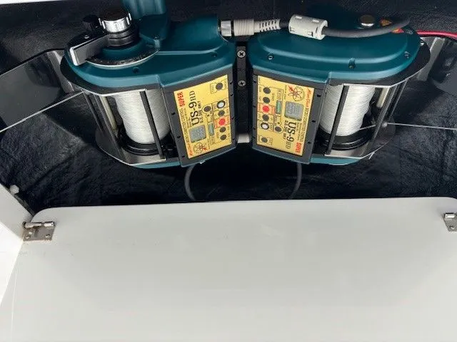  Yacht Photos Pics Electric fishing reels on a 2019 Viking 52 Convertible.