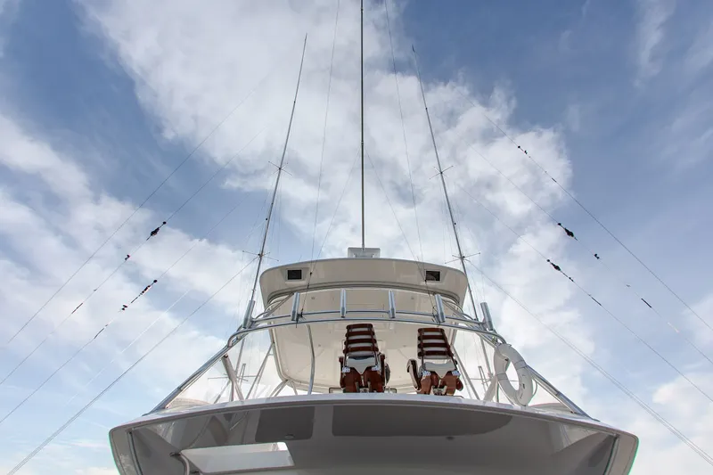  Yacht Photos Pics Viking 52 Convertible 2019 yacht under blue sky.