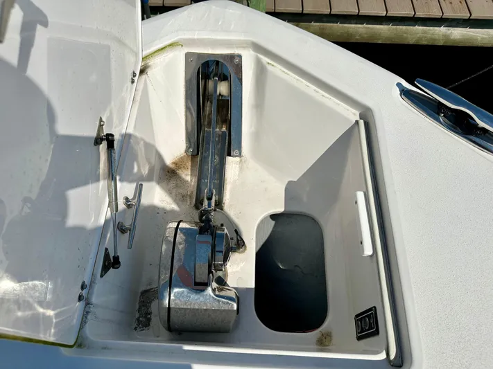  Yacht Photos Pics 2019 Sea Fox 328 Commander anchor compartment with stainless steel fittings.