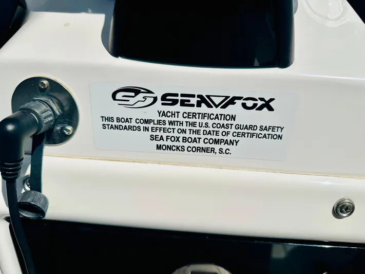  Yacht Photos Pics Sea Fox 328 Commander 2019 yacht certification label, U.S. Coast Guard compliant, Moncks Corner, S.C.