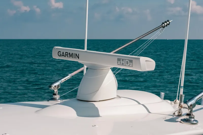  Yacht Photos Pics 2020 Valhalla Boatworks V-33 with Garmin xHD2 radar on open sea.